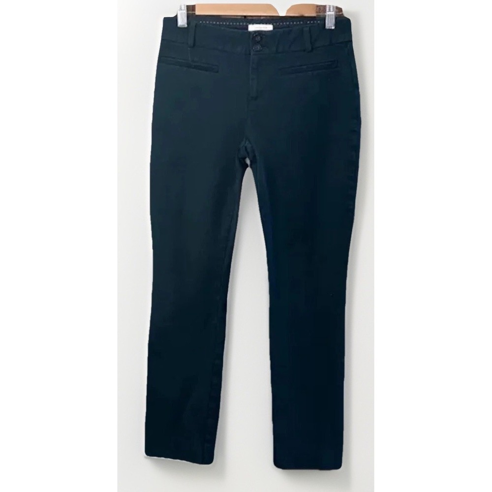 Anthropologie The Essential Slim Pants Green Stretch Pockets Cotton Blend Sz 4